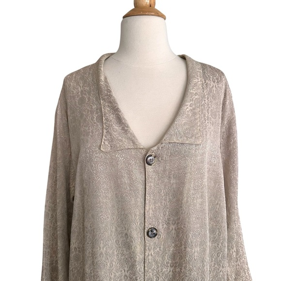 CP SHADES San Francisco Vintage Jacquard Button Up Blouse Long Sleeves Medium - Picture 5 of 13